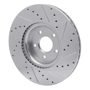 Ford Focus Brake Rotor (1) - Front Left - R1 Concepts - Drilled & Slotted - Silver - `04-`19